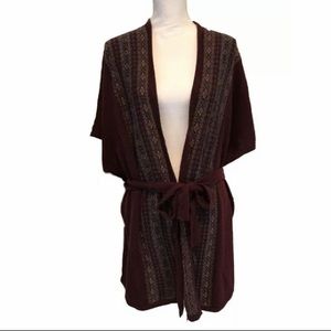 S/M Ralph Lauren Knit cardigan open sweater wine